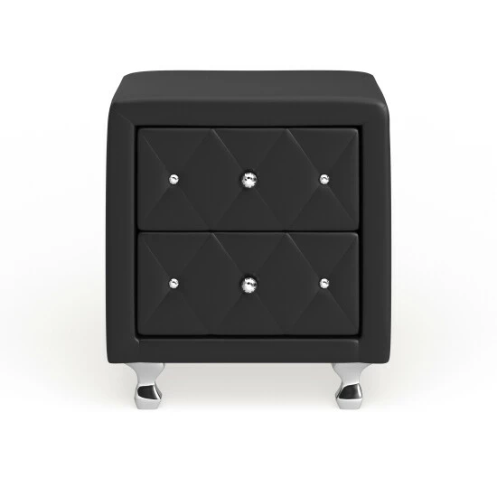 Hot Sale â Silver Orchid Porten Crystal Tufted Black Upholstered Nightstand đ - Image 7