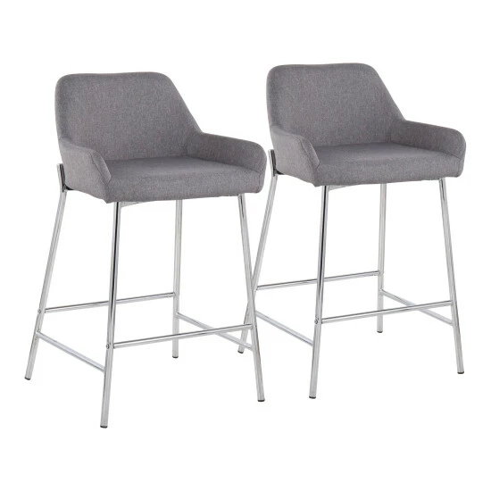 Cheapest โญ Silver Orchid Galotti Chrome Fixed-Height Upholstered Counter Stool - Set Of 2 Camel Faux Leather ๐ - Image 3