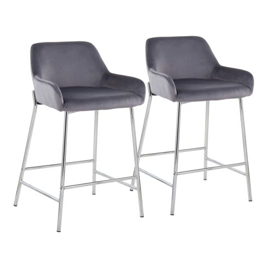 Cheapest โญ Silver Orchid Galotti Chrome Fixed-Height Upholstered Counter Stool - Set Of 2 Camel Faux Leather ๐ - Image 8