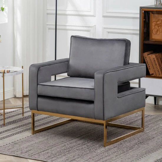 Best Sale ๐ Silver Orchid Kerri Accent Chair With Gold Frame Navy Blue Velvet/gold ๐งจ