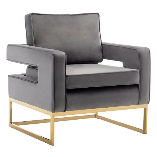 Best Sale ๐ Silver Orchid Kerri Accent Chair With Gold Frame Navy Blue Velvet/gold ๐งจ - Image 2