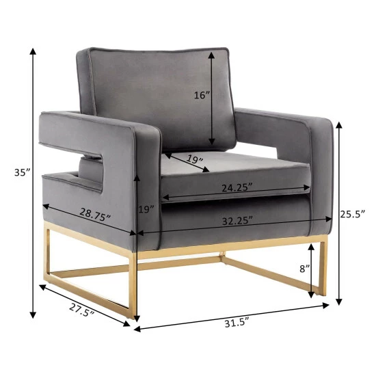 Best Sale ๐ Silver Orchid Kerri Accent Chair With Gold Frame Navy Blue Velvet/gold ๐งจ - Image 4