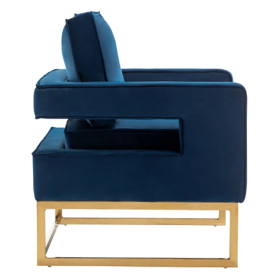 Best Sale ๐ Silver Orchid Kerri Accent Chair With Gold Frame Navy Blue Velvet/gold ๐งจ - Image 7