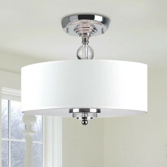 Deals đ Silver Orchid Lauritzen Crystal Decorated Off-White Shade Flushmount đ