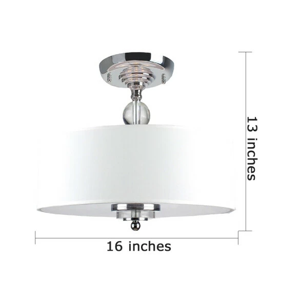 Deals đ Silver Orchid Lauritzen Crystal Decorated Off-White Shade Flushmount đ - Image 3