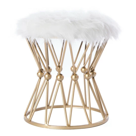 New đ Silver Orchid Buelow Round Gold Metal Accent Vanity Stool â