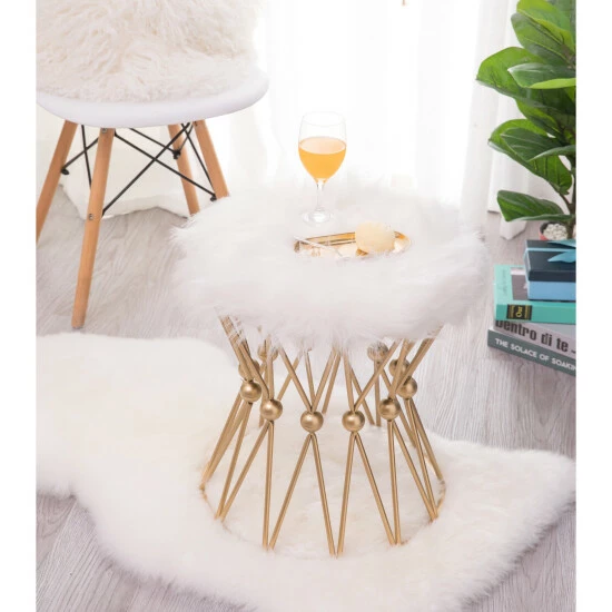 New đ Silver Orchid Buelow Round Gold Metal Accent Vanity Stool â - Image 2