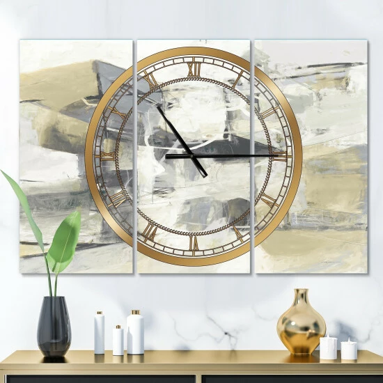 Discount đ Silver Orchid Fonteney Glam 3-Panel Metal Clock - 36 In. Wide X 28 In. High - 3 Panels đ
