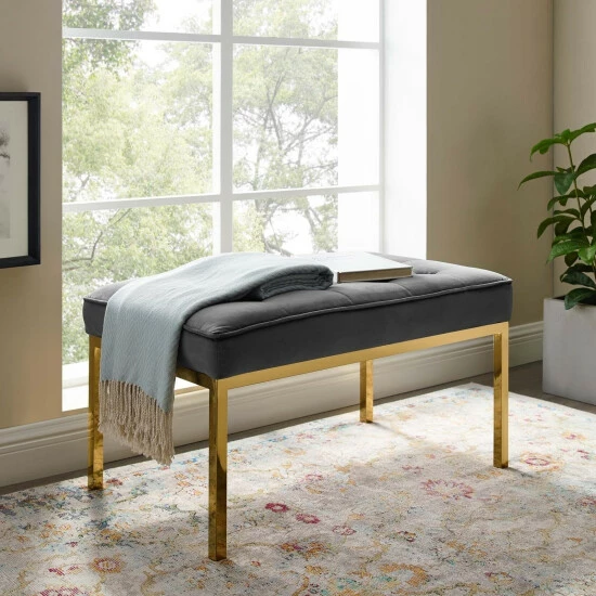 Promo đĽ Silver Orchid Fairbanks Velvet Bench Navy â¤ď¸ 3 Promo đĽ Silver Orchid Fairbanks Velvet Bench Navy â¤ď¸