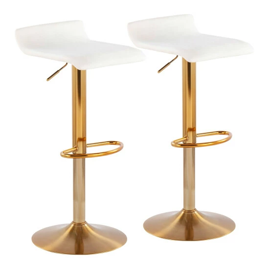 Best Pirce đ Silver Orchid Tower Ale Gold Adjustable Bar Stool - Set Of 2 Silver Velvet 𼰠- Image 2