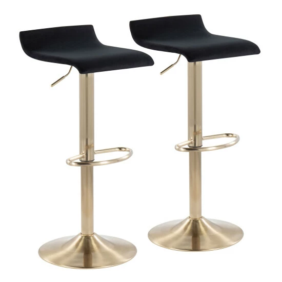 Best Pirce đ Silver Orchid Tower Ale Gold Adjustable Bar Stool - Set Of 2 Silver Velvet 𼰠- Image 5