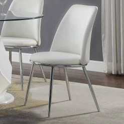 Cheapest ✔️ Silver Orchid Brody White PU Side Chair (Set Of 2) ✨