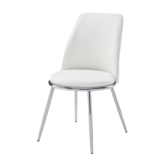 Cheapest ✔️ Silver Orchid Brody White PU Side Chair (Set Of 2) ✨ - Image 2
