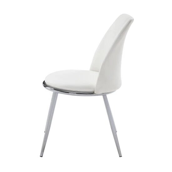 Cheapest ✔️ Silver Orchid Brody White PU Side Chair (Set Of 2) ✨ - Image 4