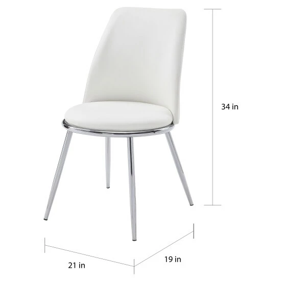 Cheapest ✔️ Silver Orchid Brody White PU Side Chair (Set Of 2) ✨ - Image 6