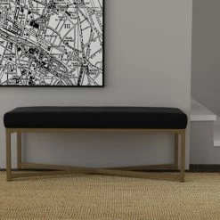 Outlet 🔥 Silver Orchid Hartau Velvet Rectangle Bench - Black 🔥