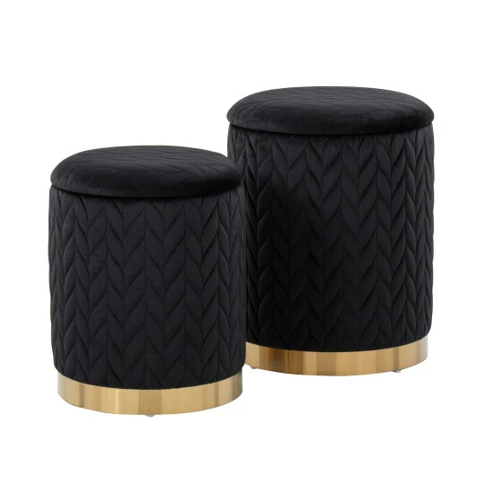 New ⌛ Silver Orchid Corday Quilted Velvet Nesting Ottoman Set Quilted Black Velvet ❤️ 5 New ⌛ Silver Orchid Corday Quilted Velvet Nesting Ottoman Set Quilted Black Velvet ❤️ - Image 3