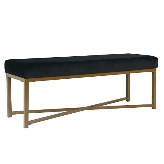 Outlet ๐ฅ Silver Orchid Hartau Velvet Rectangle Bench - Black ๐ฅ - Image 2