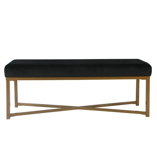Outlet ๐ฅ Silver Orchid Hartau Velvet Rectangle Bench - Black ๐ฅ - Image 3