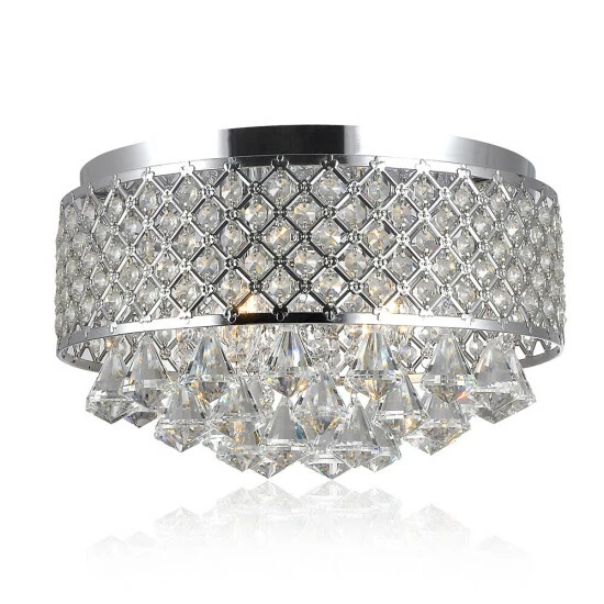 Best Sale 🥰 Silver Orchid Taylor 4-light Chrome And Crystal Flush Mount Chandelier 🤩 - Image 2