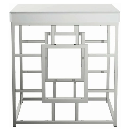 Best Sale 🤩 Silver Orchid Bevan Mirror And Chrome Square End Table - 22.50" X 22.50" X 24.25" ⭐ - Image 3