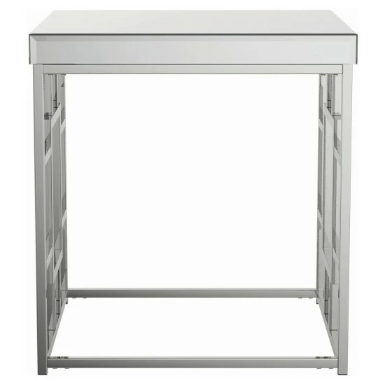 Best Sale 🤩 Silver Orchid Bevan Mirror And Chrome Square End Table - 22.50" X 22.50" X 24.25" ⭐ - Image 4