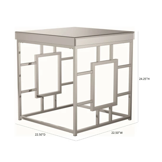 Best Sale 🤩 Silver Orchid Bevan Mirror And Chrome Square End Table - 22.50" X 22.50" X 24.25" ⭐ - Image 6
