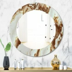 Deals 👏 Silver Orchid Brian 'Natural Onyx Texture' Printed Mid-Century Mirror Orange ⌛