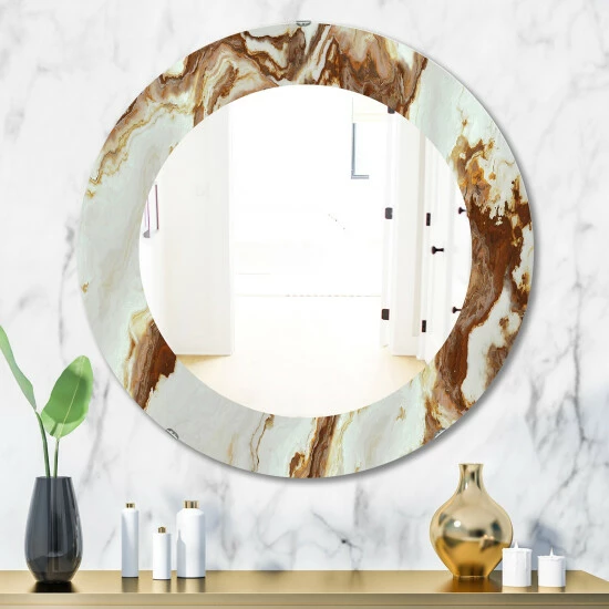 Deals đ Silver Orchid Brian 'Natural Onyx Texture' Printed Mid-Century Mirror Orange â