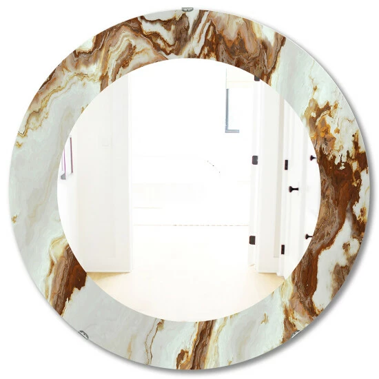 Deals đ Silver Orchid Brian 'Natural Onyx Texture' Printed Mid-Century Mirror Orange â - Image 2