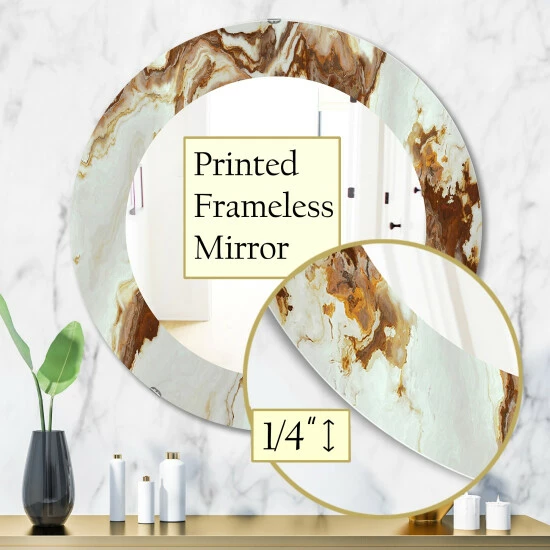 Deals đ Silver Orchid Brian 'Natural Onyx Texture' Printed Mid-Century Mirror Orange â - Image 5