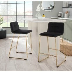 Top 10 😍 Silver Orchid Kerby Gold Fixed-Height Counter Stool - Set Of 2 Camel Faux Leather 🛒