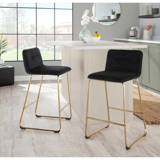Top 10 ๐ Silver Orchid Kerby Gold Fixed-Height Counter Stool - Set Of 2 Camel Faux Leather ๐