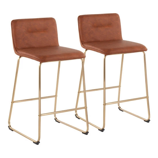 Top 10 ๐ Silver Orchid Kerby Gold Fixed-Height Counter Stool - Set Of 2 Camel Faux Leather ๐ - Image 2