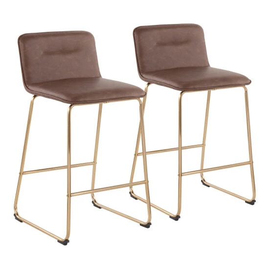 Top 10 ๐ Silver Orchid Kerby Gold Fixed-Height Counter Stool - Set Of 2 Camel Faux Leather ๐ - Image 3