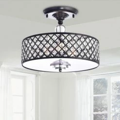 Wholesale 😉 Silver Orchid Antique Black Crystal 3-light Flush Mount Chandelier 😍
