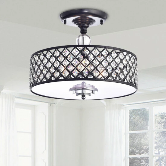 Wholesale đ Silver Orchid Antique Black Crystal 3-light Flush Mount Chandelier đ