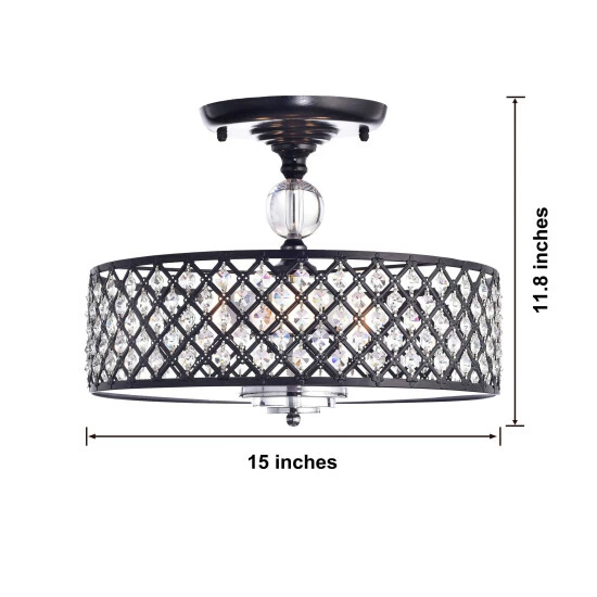 Wholesale đ Silver Orchid Antique Black Crystal 3-light Flush Mount Chandelier đ - Image 5