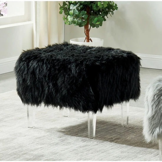 Wholesale ๐งจ Silver Orchid Andral Contemporary Acrylic Ottoman Black โ