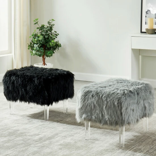 Wholesale ๐งจ Silver Orchid Andral Contemporary Acrylic Ottoman Black โ - Image 2