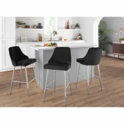 Flash Sale 😍 Silver Orchid Naldi Contemporary Chrome Counter Stool (Set Of 2) - N/A Black Velvet 🎁