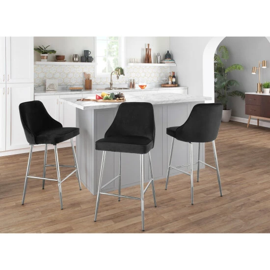 Flash Sale ๐ Silver Orchid Naldi Contemporary Chrome Counter Stool (Set Of 2) - N/A Black Velvet ๐