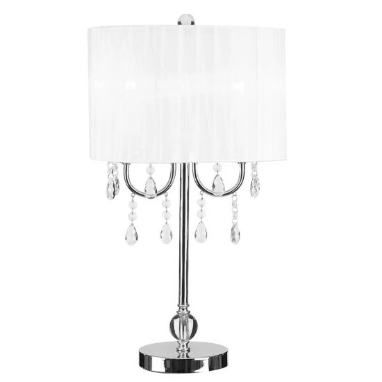 Best deal đ Silver Orchid Bambrick Glam White And Chrome Chandelier-style Crystal Accent Table Lamp - 13 X 13 X 23 White/silver No Bulb đ