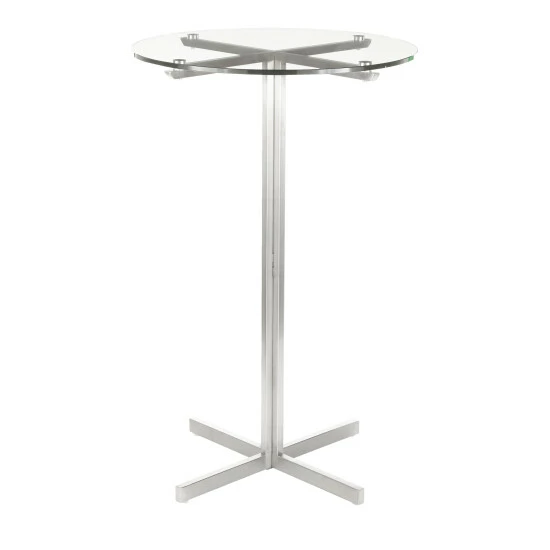 Coupon đ Silver Orchid La Plante Contemporary Round Bar Table - N/A Clear Glass đ - Image 8