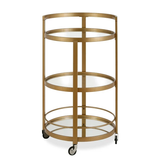 Deals ⭐ Silver Orchid Carmen Mirrored Bar Cart Brass ⌛ - Image 3