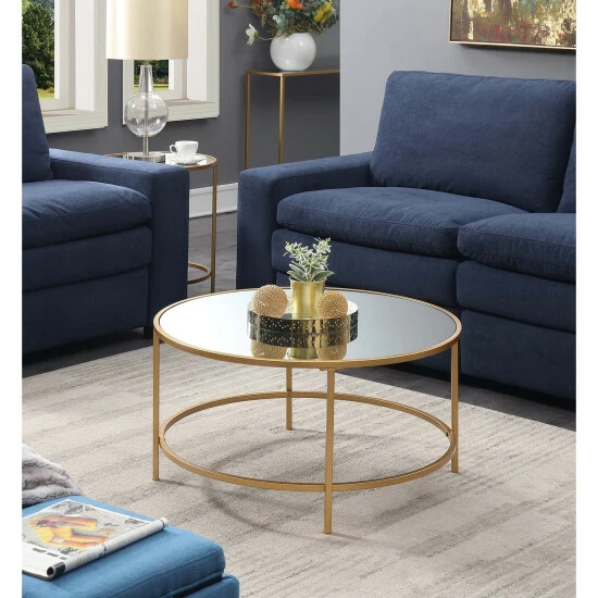 Promo đĽ Silver Orchid Ames Gold Coast Deluxe Faux Marble Round End Table White Faux Marble/silver Frame đ - Image 4