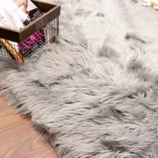 Budget đ Silver Orchid Parrott Faux Fur Sheepskin Area Rug Light Brown đ - Image 5