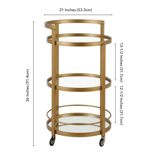 Deals ⭐ Silver Orchid Carmen Mirrored Bar Cart Brass ⌛ - Image 5