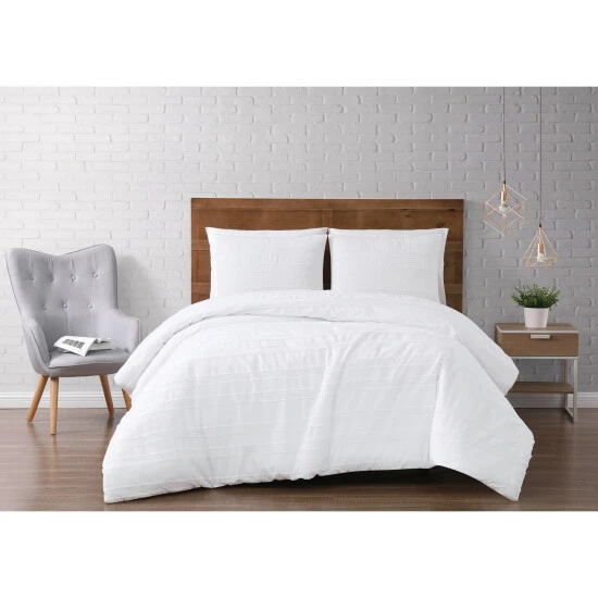 Coupon ⭐ Silver Orchid Christopherson Stripe 3-piece Comforter Set White ⭐