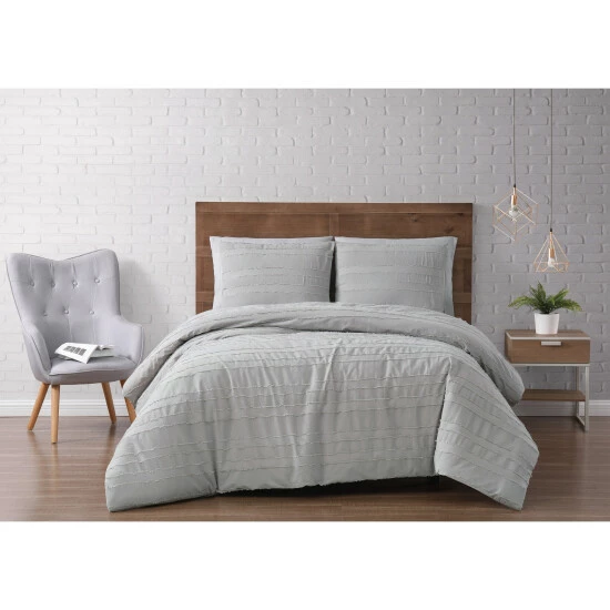 Coupon ⭐ Silver Orchid Christopherson Stripe 3-piece Comforter Set White ⭐ - Image 2